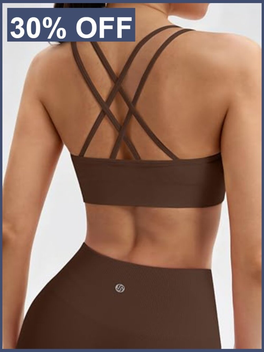 Workout Sets Strappy Sports Bra High Waisted Biker Shorts Tummy Control - Picture 3 of 6